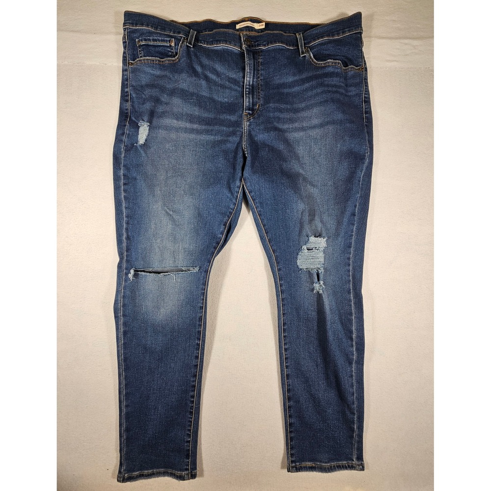 Levis 721 High Rise Skinny Jeans Womens 24W Blue Denim Distressed 83368-0101